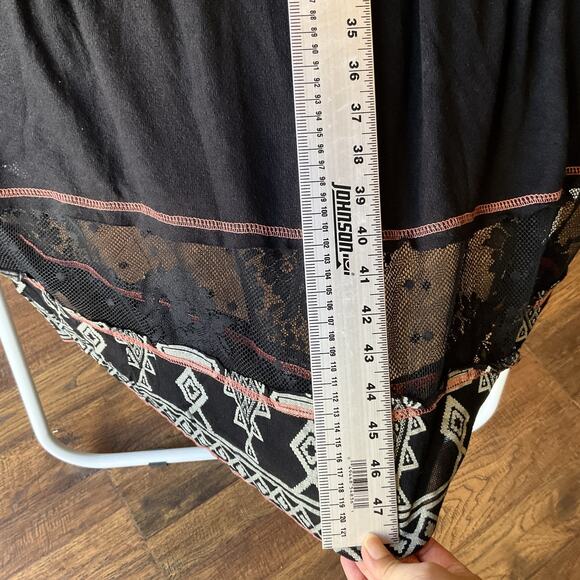 Scrapbook Women Midi Dress M Black Rayon Geometric A-Line Bohemian Embroidered - Picture 7 of 10